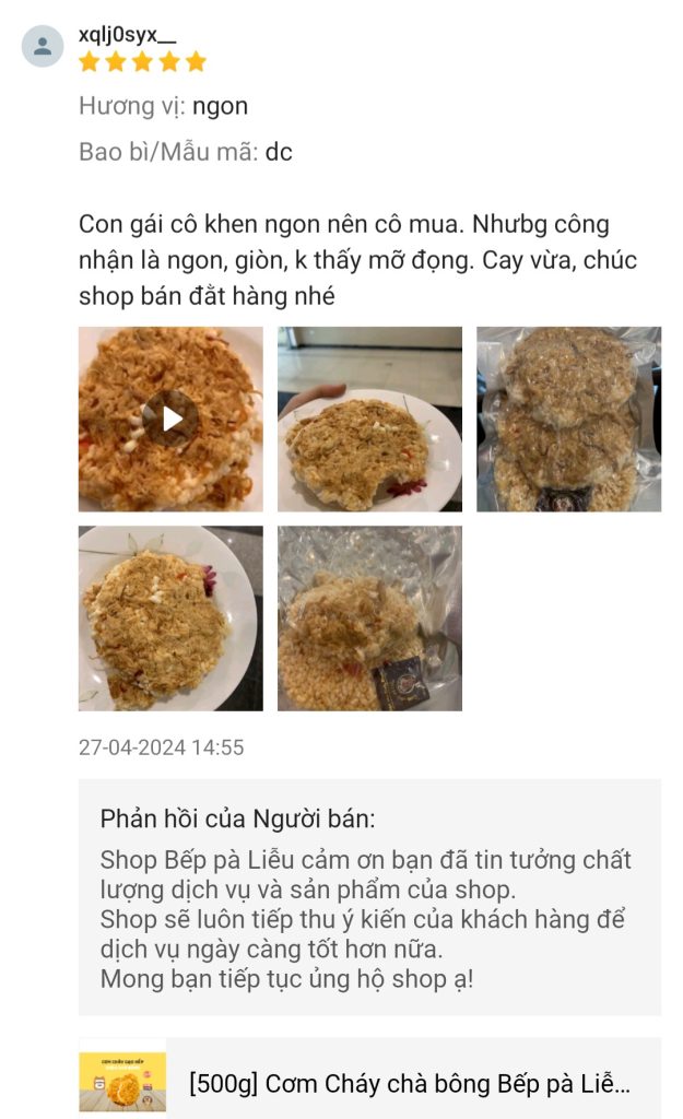 Feedback yêu thương của KH cho Bếp pà Liễu trên shopee & tiktok (12)