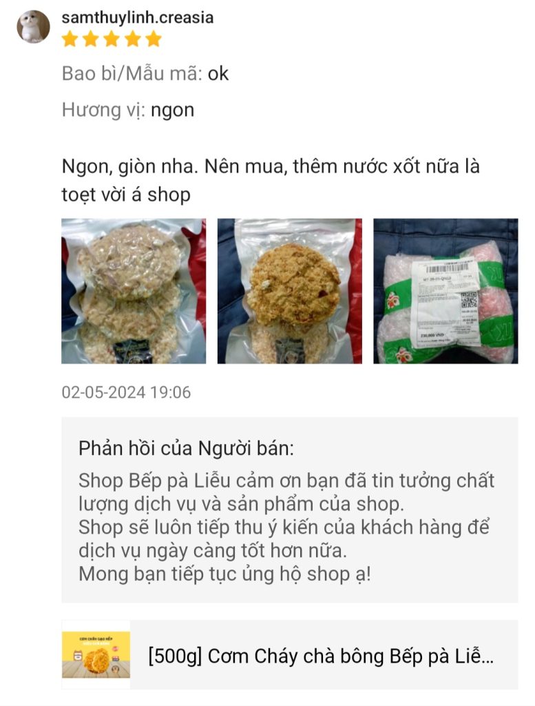 Feedback yêu thương của KH cho Bếp pà Liễu trên shopee & tiktok (25)