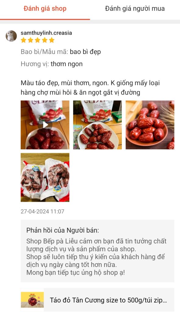 Feedback yêu thương của KH cho Bếp pà Liễu trên shopee & tiktok (9)